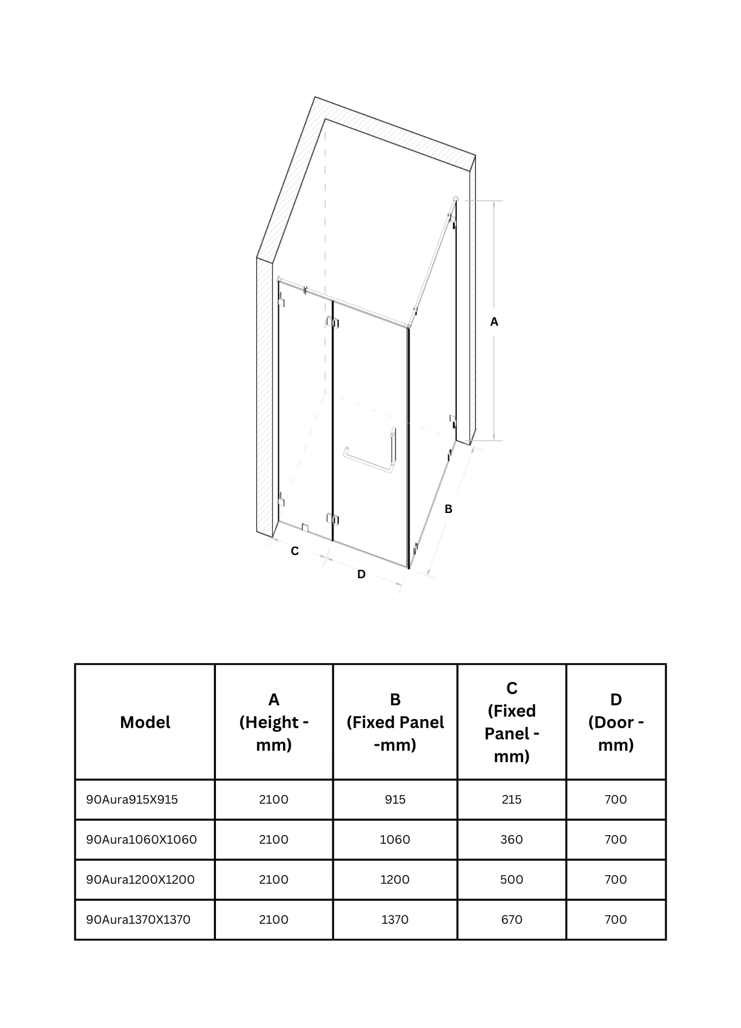 Noir 90 Frameless Shower Cubicle