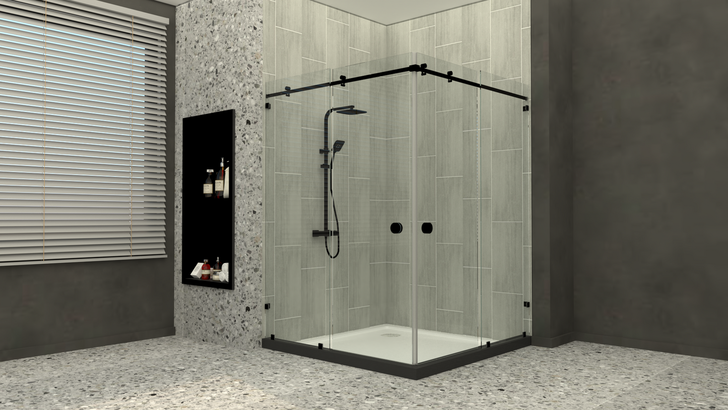 Noir Double Slide Frameless Shower Cubicle