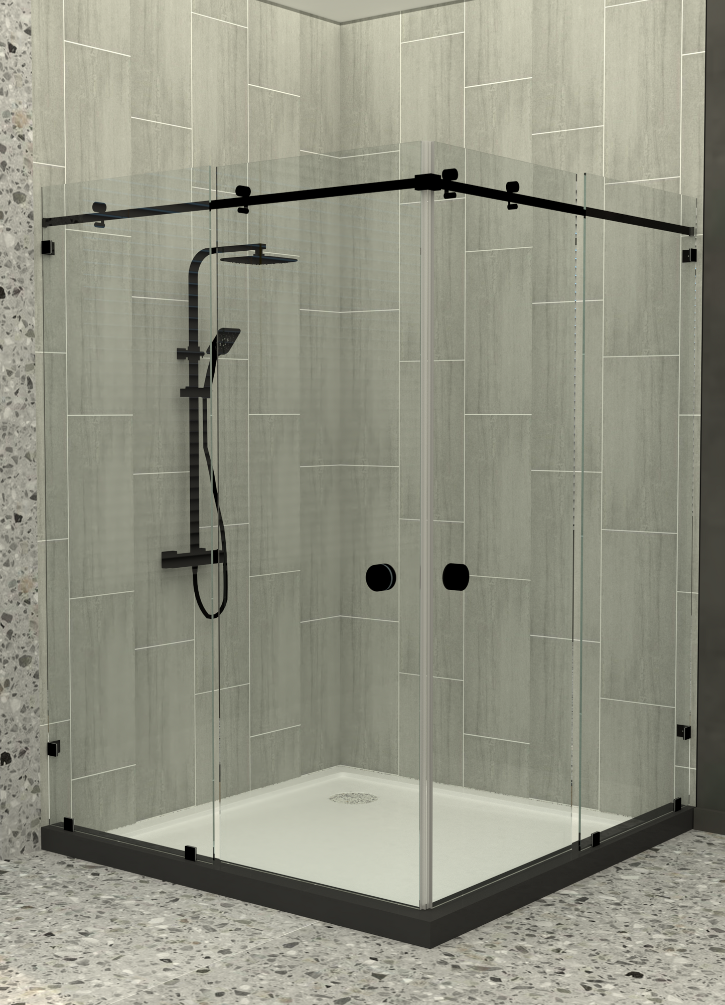 Noir Double Slide Frameless Shower Cubicle