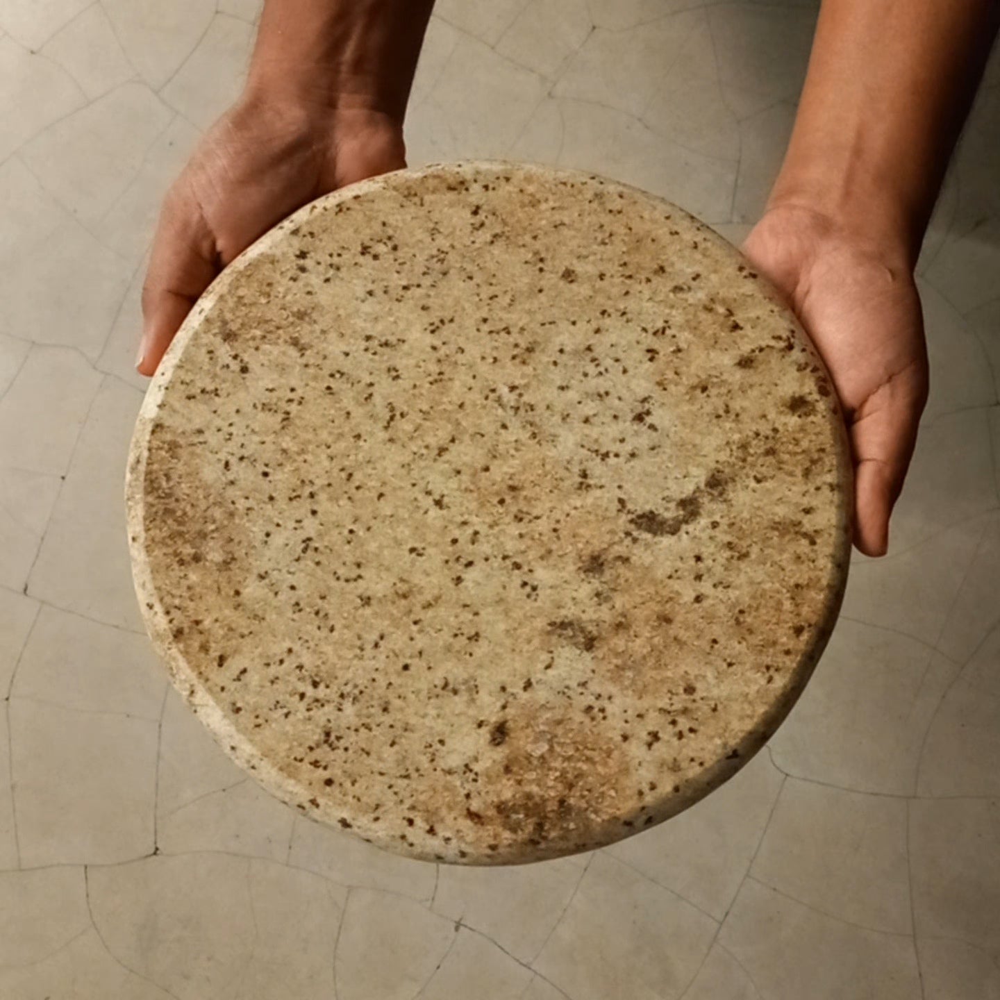 Granite Round Decorative Tray - Light Brown