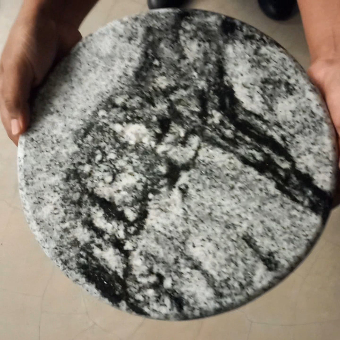 Granite Round Decorative Tray - Black