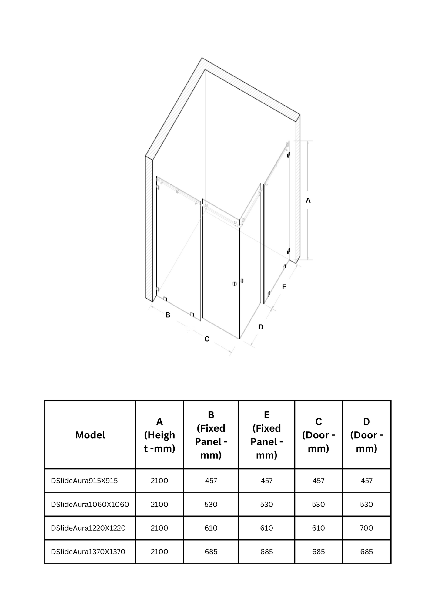Aura Double Slide Frameless Shower Cubicle