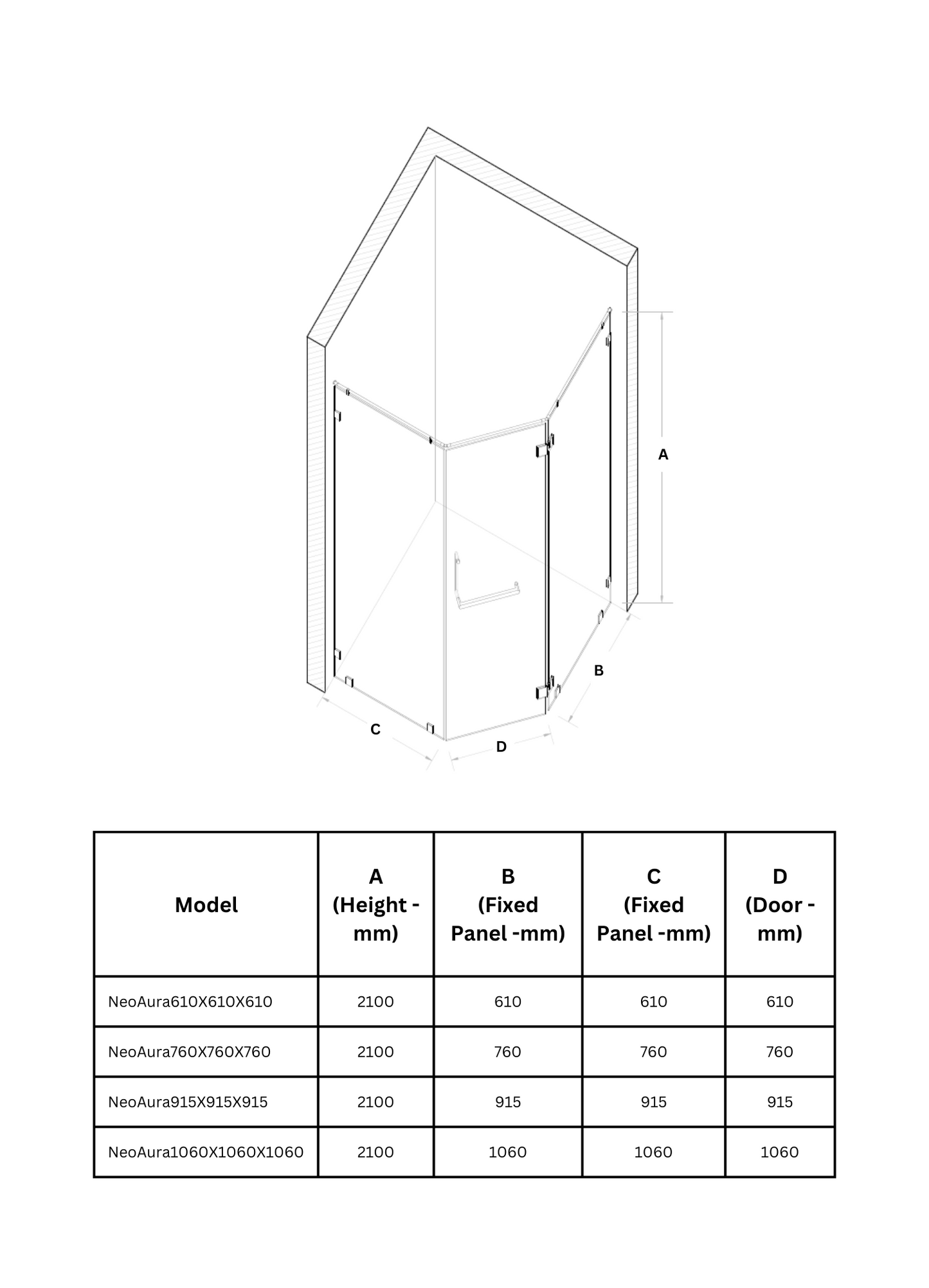 Aura Neo Frameless Shower Cubicle