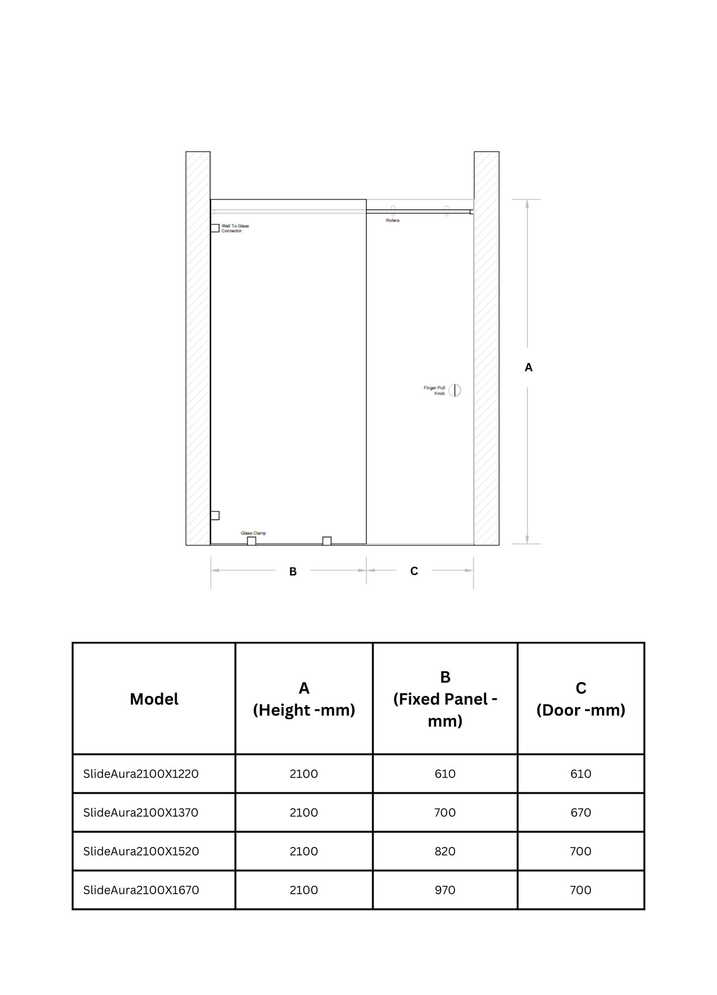 Aura Slide Frameless Shower Enclosure