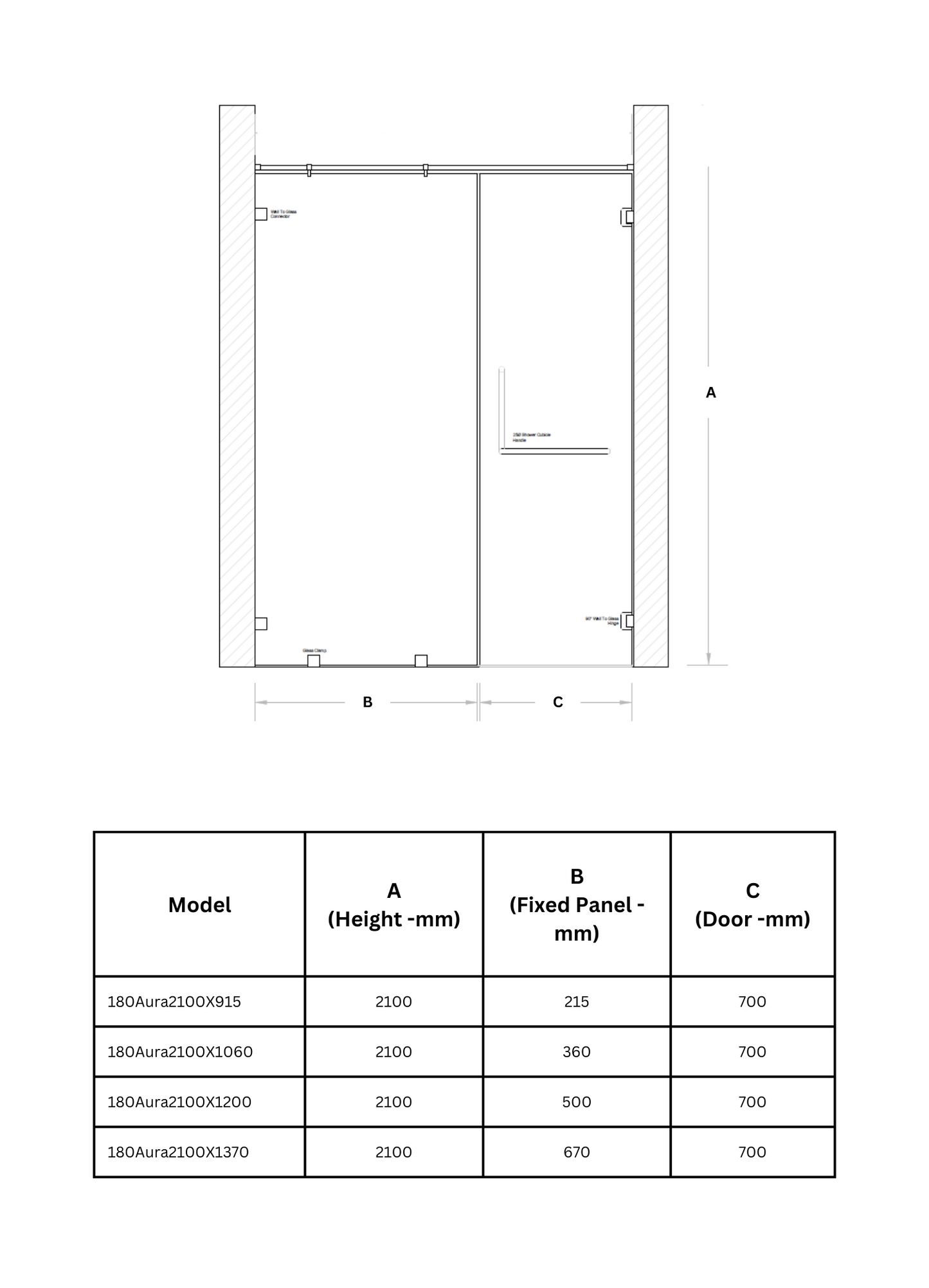 Aura 180 Frameless Shower Enclosure