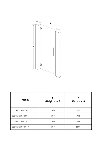 Aura Frameless Bathroom Door (Tempered Glass)