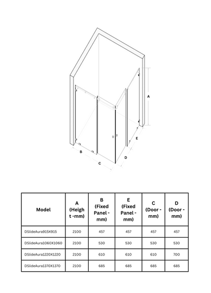 Aura Double Slide Frameless Shower Cubicle