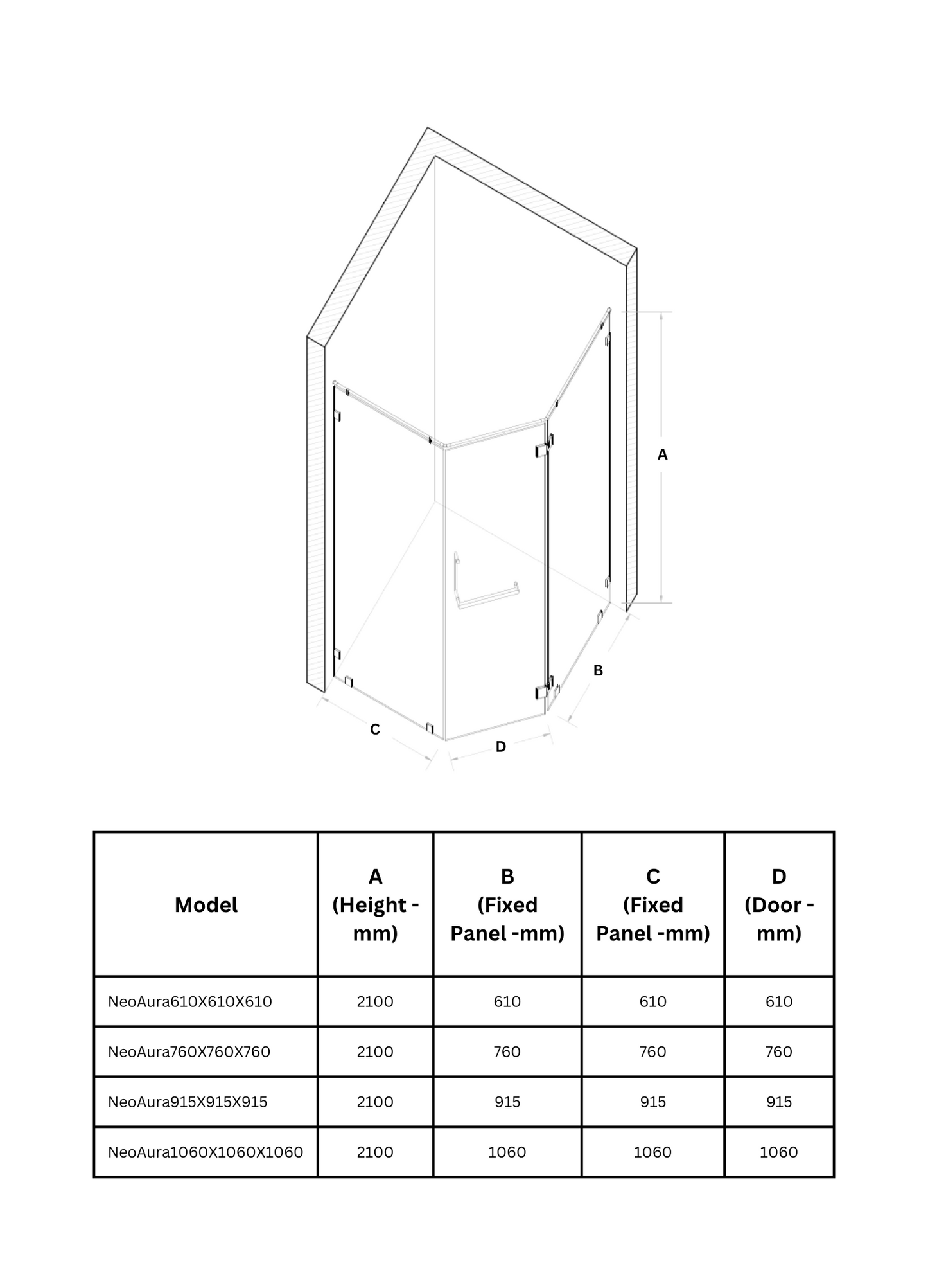 Noir Neo Frameless Shower Cubicle