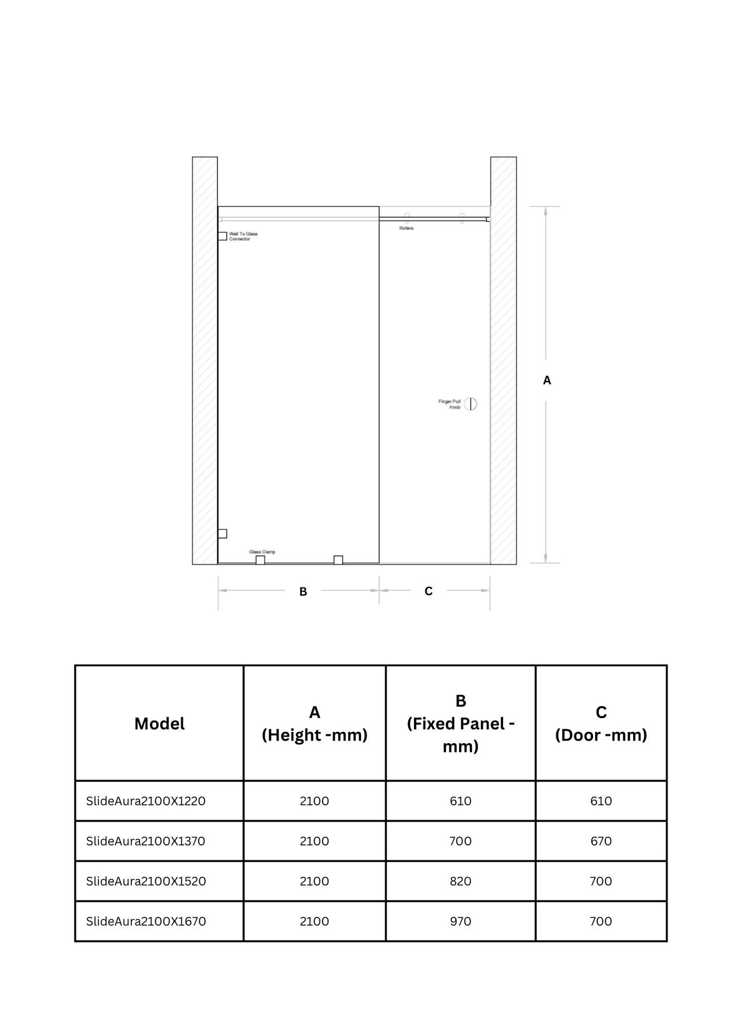 Noir Slide Frameless Shower Enclosure